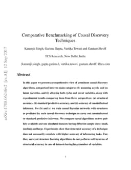 Comparative Benchmarking of Causal Discovery Techniques
