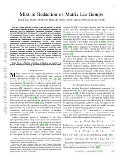 Mixture Reduction on Matrix Lie Groups