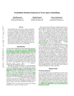 Probabilistic Relation Induction in Vector Space Embeddings