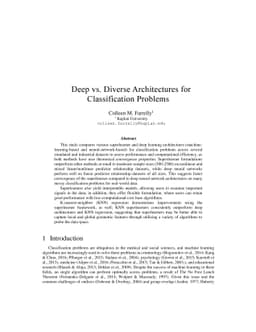 Deep vs. Diverse Architectures for Classification Problems