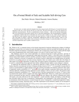 On a Formal Model of Safe and Scalable Self-driving Cars