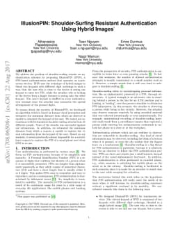 IllusionPIN: Shoulder-Surfing Resistant Authentication Using Hybrid
  Images