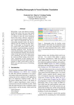 Handling Homographs in Neural Machine Translation