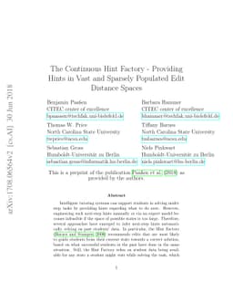 The Continuous Hint Factory - Providing Hints in Vast and Sparsely
  Populated Edit Distance Spaces