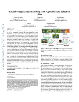 Causally Regularized Learning with Agnostic Data Selection Bias