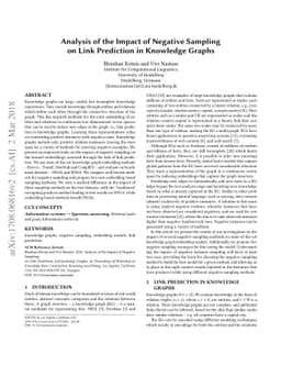 Analysis of the Impact of Negative Sampling on Link Prediction in
  Knowledge Graphs