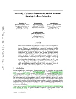Learning Anytime Predictions in Neural Networks via Adaptive Loss
  Balancing