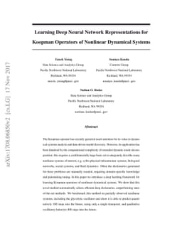 Learning Deep Neural Network Representations for Koopman Operators of
  Nonlinear Dynamical Systems