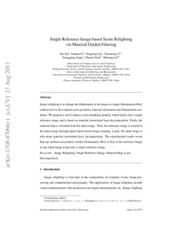 Single Reference Image based Scene Relighting via Material Guided
  Filtering