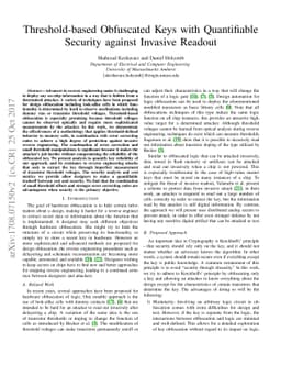 Threshold-based Obfuscated Keys with Quantifiable Security against
  Invasive Readout