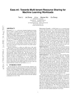 Ease.ml: Towards Multi-tenant Resource Sharing for Machine Learning
  Workloads