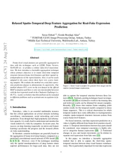 Relaxed Spatio-Temporal Deep Feature Aggregation for Real-Fake
  Expression Prediction