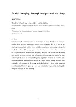 Exploit imaging through opaque wall via deep learning
