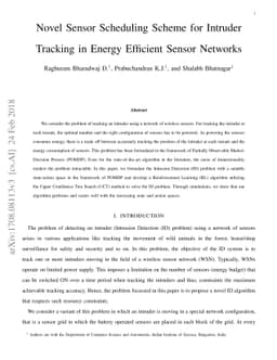 Novel Sensor Scheduling Scheme for Intruder Tracking in Energy Efficient
  Sensor Networks