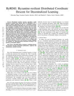 ByRDiE: Byzantine-resilient distributed coordinate descent for
  decentralized learning