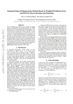 Integrated Speech Enhancement Method Based on Weighted Prediction Error
  and DNN for Dereverberation and Denoising