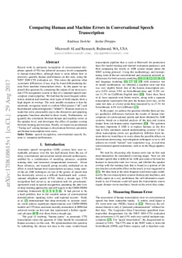 Comparing Human and Machine Errors in Conversational Speech
  Transcription