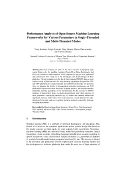 Performance Analysis of Open Source Machine Learning Frameworks for
  Various Parameters in Single-Threaded and Multi-Threaded Modes