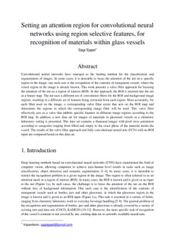 Setting an attention region for convolutional neural networks using
  region selective features, for recognition of materials within glass vessels