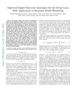Improved Support Recovery Guarantees for the Group Lasso With
  Applications to Structural Health Monitoring
