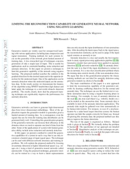 Limiting the Reconstruction Capability of Generative Neural Network
  using Negative Learning
