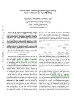 Unsupervised Terminological Ontology Learning based on Hierarchical
  Topic Modeling