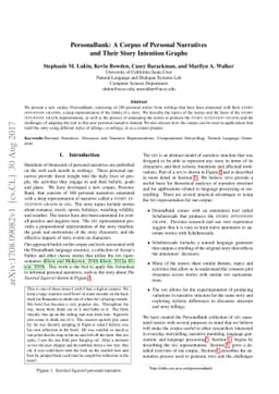 PersonaBank: A Corpus of Personal Narratives and Their Story Intention
  Graphs