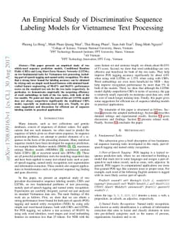 An Empirical Study of Discriminative Sequence Labeling Models for
  Vietnamese Text Processing