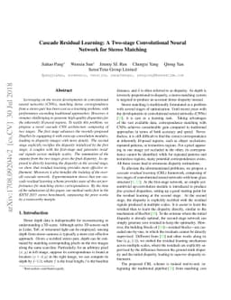 Cascade Residual Learning: A Two-stage Convolutional Neural Network for
  Stereo Matching