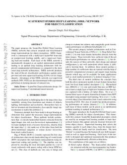 ScatterNet Hybrid Deep Learning (SHDL) Network For Object Classification