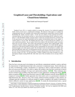 Graphical Lasso and Thresholding: Equivalence and Closed-form Solutions