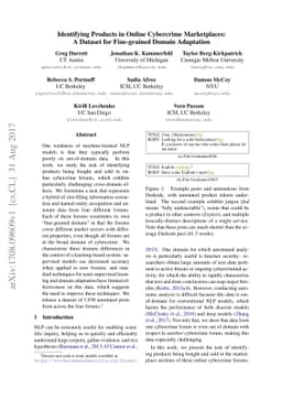 Identifying Products in Online Cybercrime Marketplaces: A Dataset for
  Fine-grained Domain Adaptation