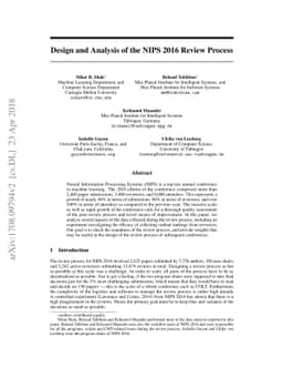 Design and Analysis of the NIPS 2016 Review Process