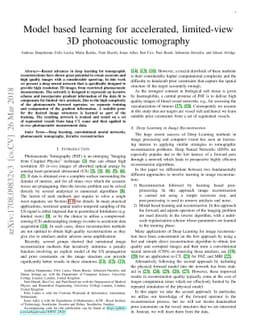 Model based learning for accelerated, limited-view 3D photoacoustic
  tomography