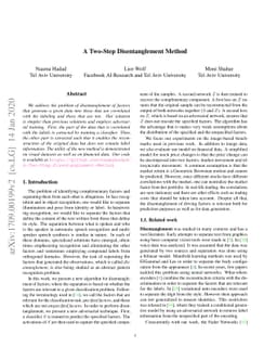 A Two-Step Disentanglement Method