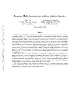 Learning Multi-item Auctions with (or without) Samples