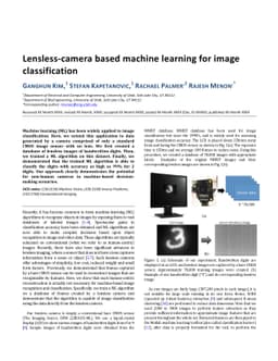 Lensless-camera based machine learning for image classification