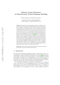 Patterns versus Characters in Subword-aware Neural Language Modeling