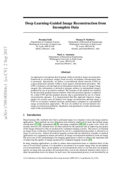 Deep Learning-Guided Image Reconstruction from Incomplete Data