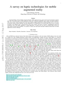 A survey on haptic technologies for mobile augmented reality