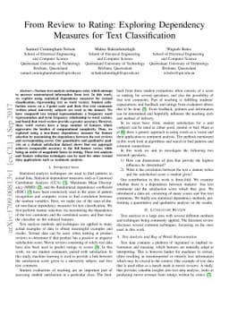 From Review to Rating: Exploring Dependency Measures for Text
  Classification