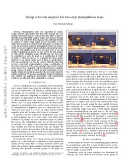 Grasp selection analysis for two-step manipulation tasks