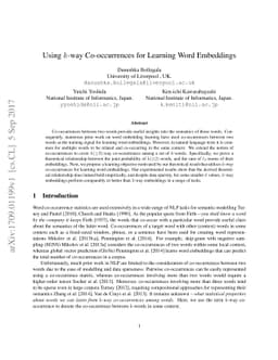 Using $k$-way Co-occurrences for Learning Word Embeddings