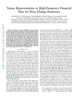 Tensor Representation in High-Frequency Financial Data for Price Change
  Prediction