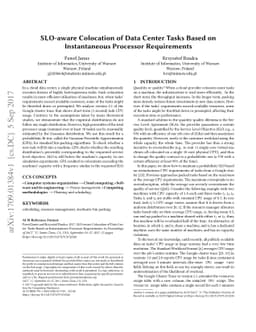 SLO-aware Colocation of Data Center Tasks Based on Instantaneous
  Processor Requirements