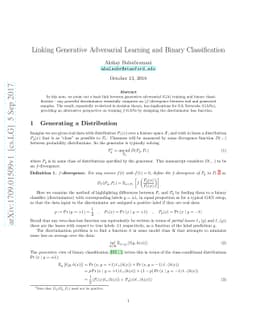 Linking Generative Adversarial Learning and Binary Classification