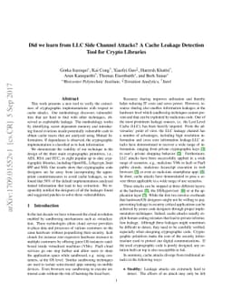 Did we learn from LLC Side Channel Attacks? A Cache Leakage Detection
  Tool for Crypto Libraries
