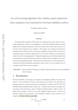 An active-learning algorithm that combines sparse polynomial chaos
  expansions and bootstrap for structural reliability analysis