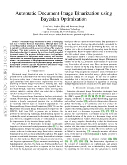 Automatic Document Image Binarization using Bayesian Optimization