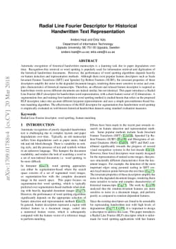 Radial Line Fourier Descriptor for Historical Handwritten Text
  Representation